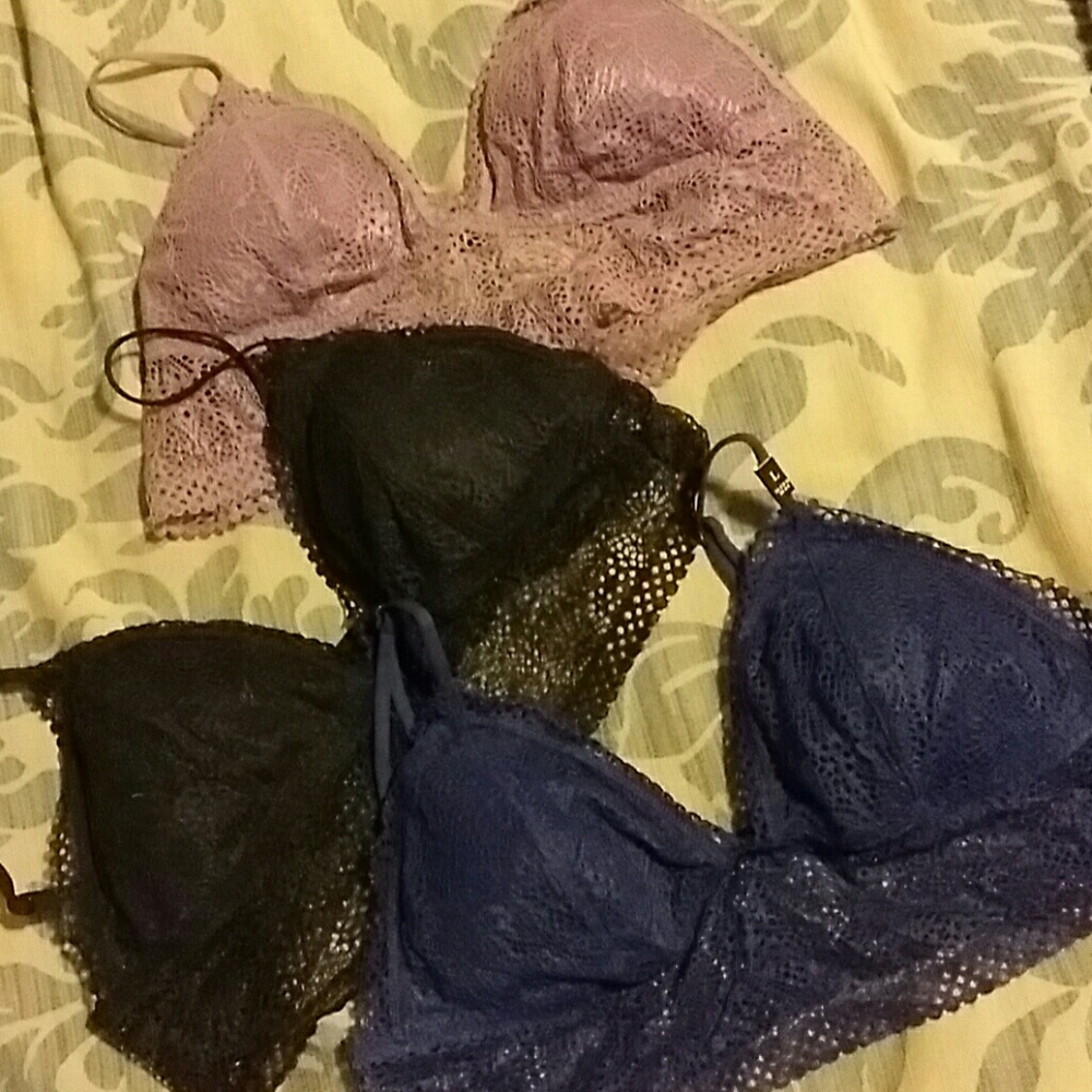 3 VICTORIA SECRET lace bra bundle size L